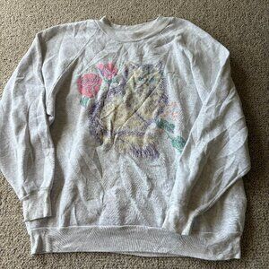 Vintage Cat Sweatshirt | Faded Gray | Y2K | Grandmacore | Cozy & Soft